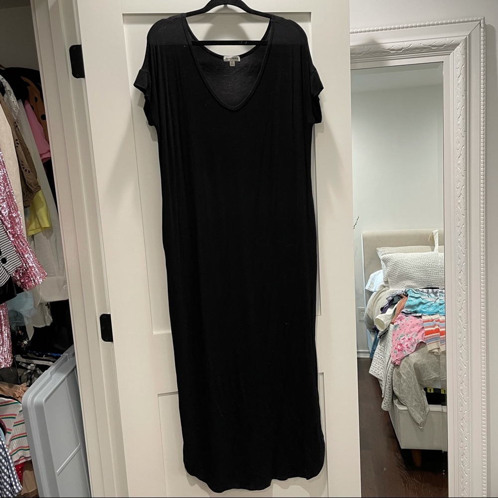 Zenana Rolled Sleeve Side Slit maxi dress